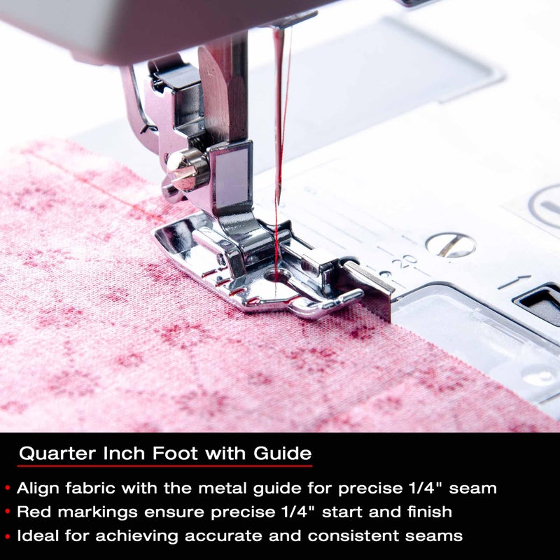 سينجر طقم قدم ضغط اللحف من سينجر | تتضمن قدم تغذية متساوية، قدم ربع بوصة مع دليل وقدم مفتوحة بدون حركة عند الأصابع | مثالية لخياطة اللحف الدقيقة والخياطة متعددة الطبقات | تناسب ماكينات الخياطة سينجر - Image 4